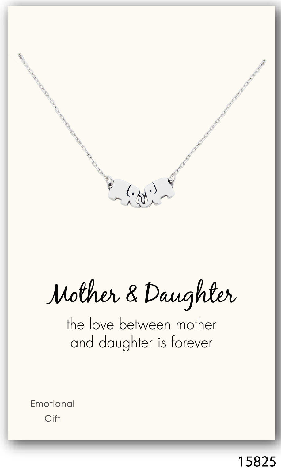 Two elephants mother daughter silver pendant